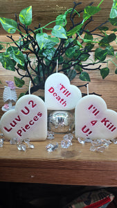 "TILL DEATH Bleeding Candy Heart Candle